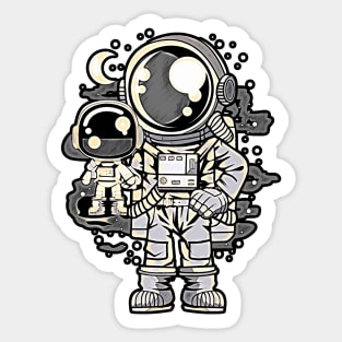 Astronaut And His Doll • Funny And Cool Sci-Fi Cartoon Drawing Design Great For Any Occasion And For Everyone Sticker